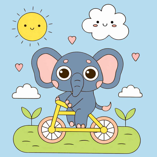 Sayılarla Boyama Seti - Bisikletli Fil