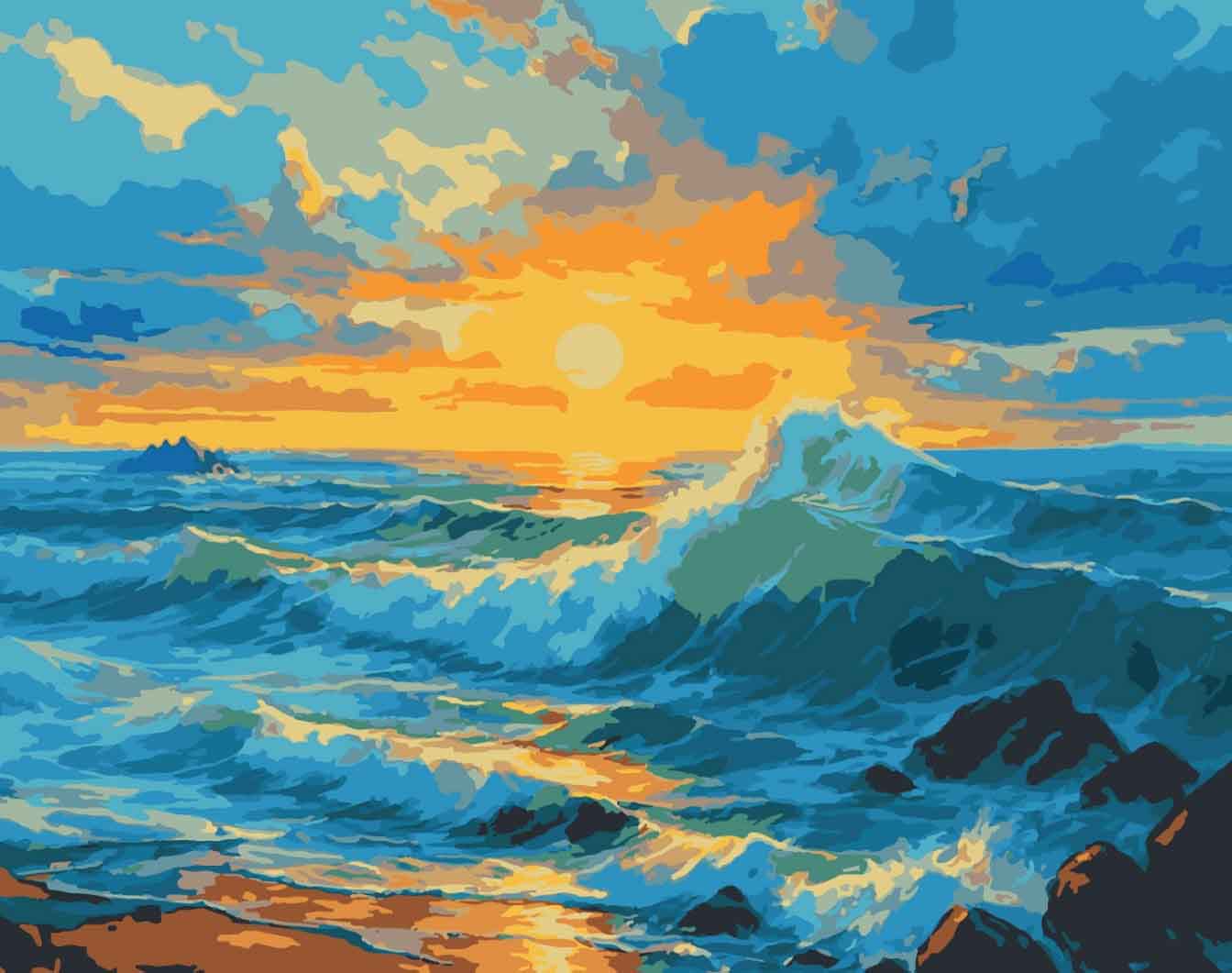 Sayılarla Boyama Seti -  Okyanus Dalgaları